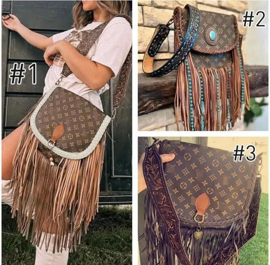 LV Inspired Fringe Crossbody