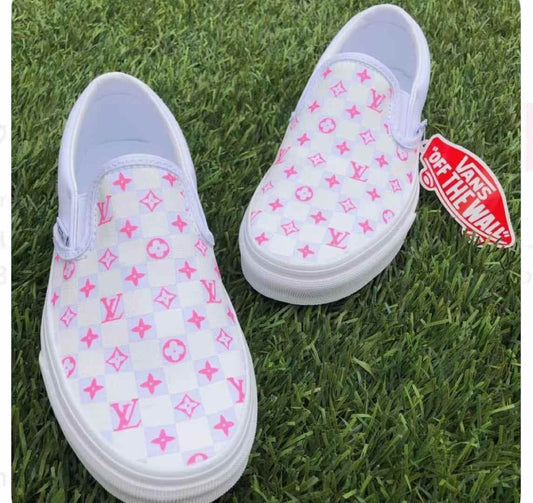 Pink & White LV Inspired Vans